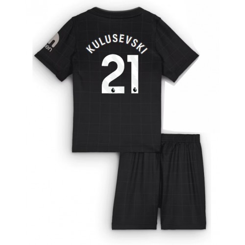Stroje piłkarskie Tottenham Hotspur Dejan Kulusevski #21 Koszulka Wyjazdowej dla dzieci 2025-26 Krótki Rękaw (+ szorty)